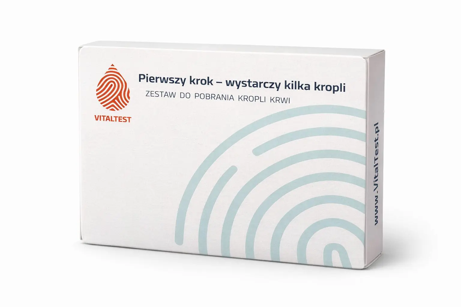 Pudełko zestawu VitalTest do pobrania kropli krwi